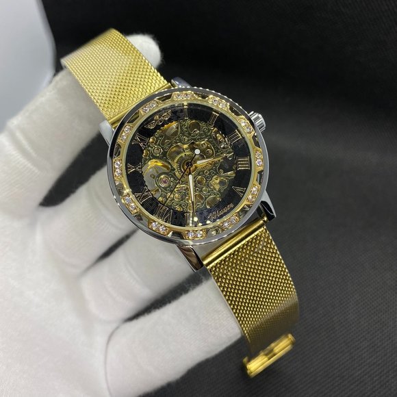 Men's Full Automatic & Mechanical Movement Luxury Style Gold Color Brand New Wat - Picture 2 of 5